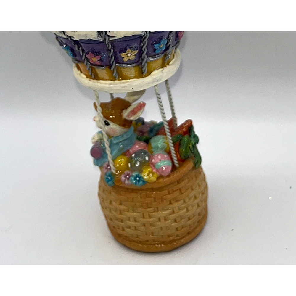 Vintage HTF Beautiful Happy Easter Bunny Rabbit In A Hot Air Balloon Flying - Picture 10 of 16